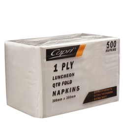 CAPRI WHITE LUNCHEON NAPKINS 1-PLY 500’S