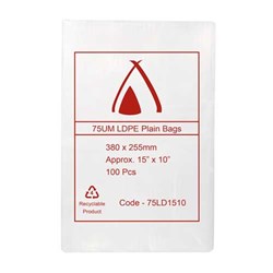 MEDIUM NATURAL POLY BAGS 380X255MM 100’S