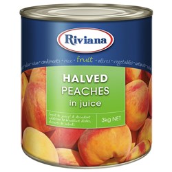 RIVIANA PEACH HALVES IN NATURAL JUICE TIN (A10)