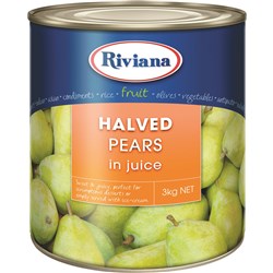 RIVIANA PEAR HALVES IN NATURAL JUICE TIN (A10)