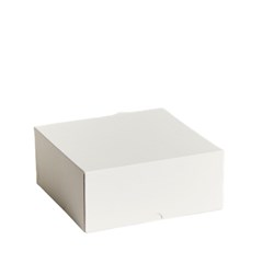 WHITE MILKBOARD CAKE BOX 9X9X4" 100'S