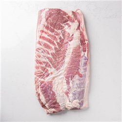 QUEENSLAND PORK BELLY RAW BONELESS RIND ON APPROX 4KG {PRICE PER KG}