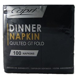 CAPRI BLACK QUILTED DINNER NAPKINS 100’S