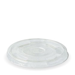 BIOPAK FLAT LID WITH STRAW SLOT FOR 300-700ML CUP 100&#39;S (10)