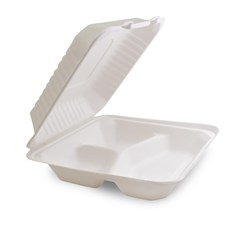BIOPAK 3-COMPARTMENT BIOCANE CLAMSHELL 9X9X3&quot; 100&#39;S (2)