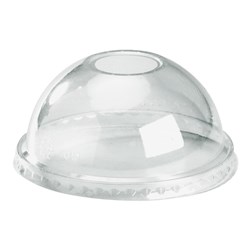 BIOPAK DOME LID WITH ROUND HOLE FOR 300-700ML CUP 100&#39;S (10)