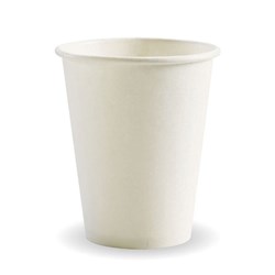 BIOPAK COFFEE CUP WHITE 8OZ SINGLE WALL 80MM 50&#39;S (20)