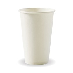 BIOPAK COFFEE CUP WHITE 12OZ SINGLE WALL 80MM 50&#39;S (20)