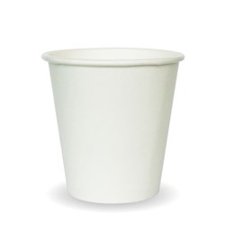 BIOPAK COFFEE CUP WHITE 6OZ SINGLE WALL 80MM 50&#39;S (20)