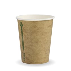 BIOPAK COFFEE CUP 8OZ SINGLE WALL KRAFT GREEN LINE 50&#39;S (20)
