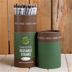 GO GREEN STAINLESS STEEL STRAWS 8X215MM 50’S