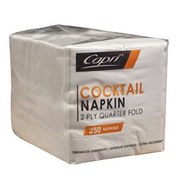 CAPRI WHITE 2-PLY COCKTAIL NAPKINS 250’S