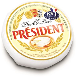 PRESIDENT DOUBLE BRIE WHEEL APPROX 1KG {PRICE PER KG}