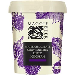 MAGGIE BEER WHITE CHOC BOYSENBERRY ICE CREAM (6 X 500ML)