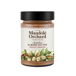 MANDOLE ORCHARD UNSALTED SMOOTH ALMOND BUTTER 250G (6)