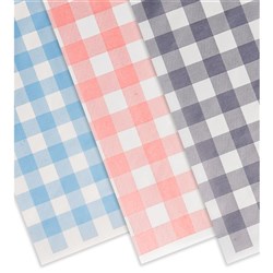 GINGHAM BLUE/RED GREASEPROOF PAPER LARGE 400X330MM 200’S