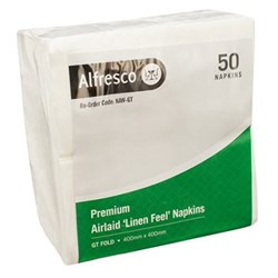 ALFRESCO WHITE AIRLAID LINEN FEEL NAPKIN GT FOLD 50’S