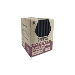BYGREEN STRONG BLACK COCKTAIL PAPER STRAWS 5PLY 220’S